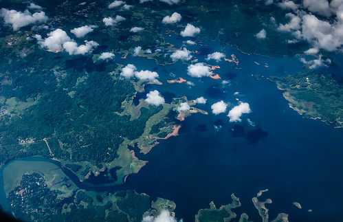aerial view lakes part panama canal colón colónprovince water lake atlantic ocean lago gutam