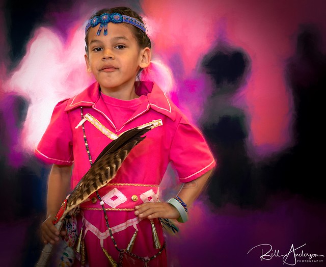 Portrait of a young Pow Wow dancer.