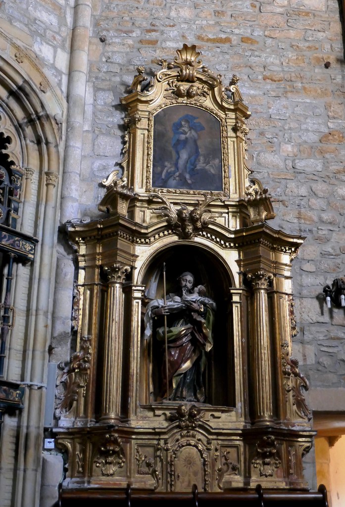 Retable baroque, monastère Santa María de Zenarruza (XIVe_XVe), Ziortza-Bolibar, comarque de Lea-Artibai, Biscaye, Pays basque, Espagne.