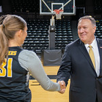 Secretary Pompeo Meets With Wichita State Basketball Coaches and Players Secretary of State Michael R. Pompeo meets with coaches and players of the women’s basketball team at Wichita State University in Wichita, Kansas, on October 25, 2019. [State Department photo by Ron Przysucha/ Public Domain]