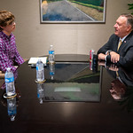 Secretary Pompeo is Interviewed by a Reporter from Wichita State's Student-Run Newspaper Secretary of State Michael R. Pompeo participates in an interview with a reporter from &amp;quot;The Sunflower,&amp;quot; Wichita State&#039;s student-run newspaper, in Wichita, Kansas, on October 25, 2019. [State Department photo by Ron Przysucha/ Public Domain]
