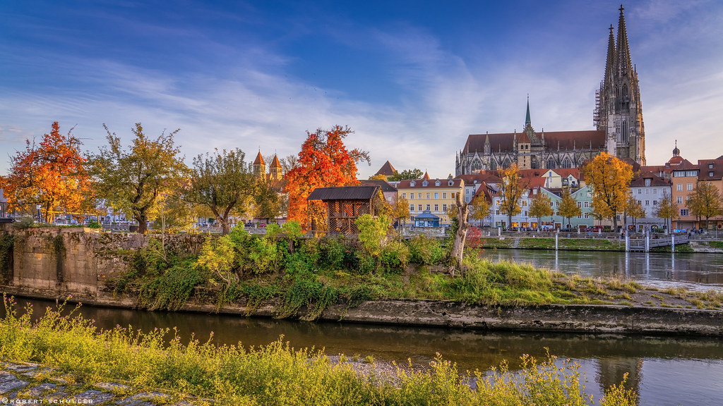 Regensburg decorated with autumn colors