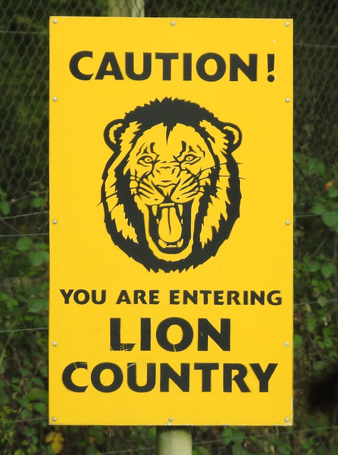 Warning Sign, Longleat Safari Park, Wiltshire 22 October 2019