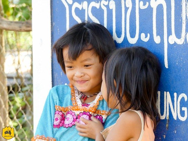 Kids playing at school, Daily life in our favourite ethnic village in Laos - october 2019