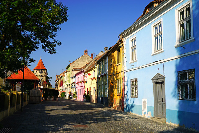 Multi-colored old town of Sibiu, Romania