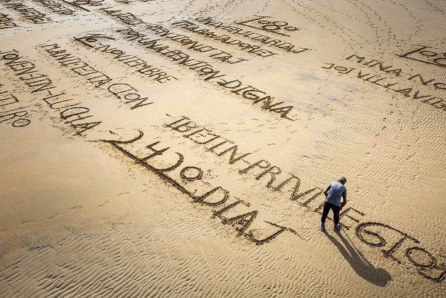 The writing on the beach