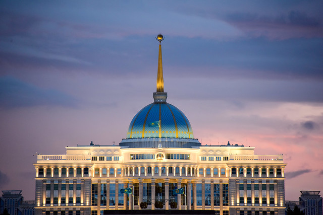 Presidential Palace at sunrise, Nur-Sultan, Kazakhstan