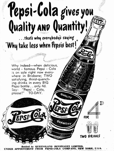 1951 advertisement for Pepsi-Cola - Quality and Quantity | Flickr