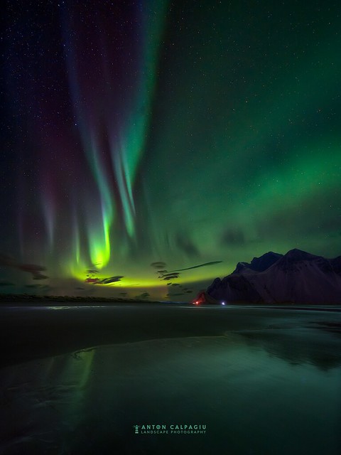 Northern Lights , Stokksness , Iceland.