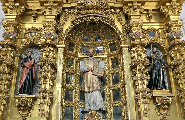 Toledo - 385 - Church of San Ildefonso - Altarpiece of Saint Ignatius - 18th century - detail