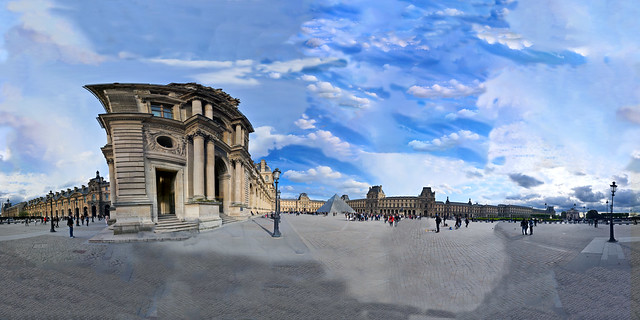 Savor Spectacular Paris France Weekend Outside Musee du Louvre In Full 360x360 Panorama - IMRAN™