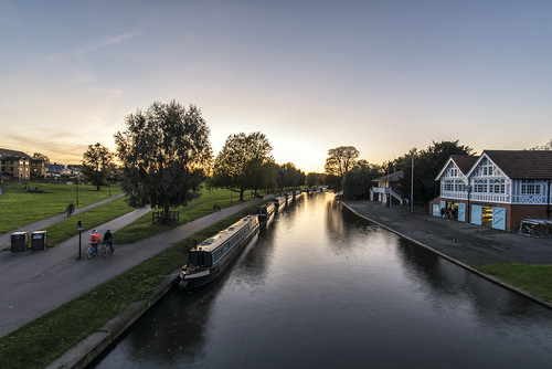 uk cambridge england river cam park longexposure sunset people sun house reflection building tree water evening boat britain dusk gb landscape outdoor