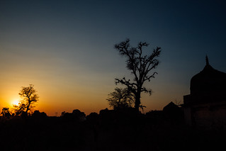 Silhouette of Madhavgarh Fort at Sunset, Madhya Pradesh India