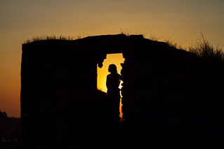Woman's Sunset Silhouette, Madhavgarh Fort, Madhya Pradesh India