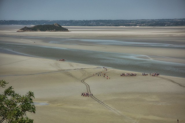 Low tide at Mont St. Michel, Normandy, France.