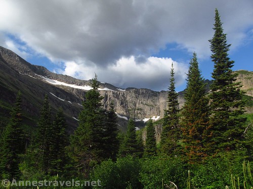 Storm clouds gather over the Amphitheater and the Swiftcurrent Glacier, Glacier National Park, Montana