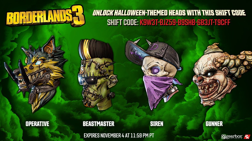 Código SHIFT de Borderlands 3 com itens de Halloween. Pegue o código aqui e resgate até o dia 4 de novembro, compatível com PC, PS4 e Xbox One.