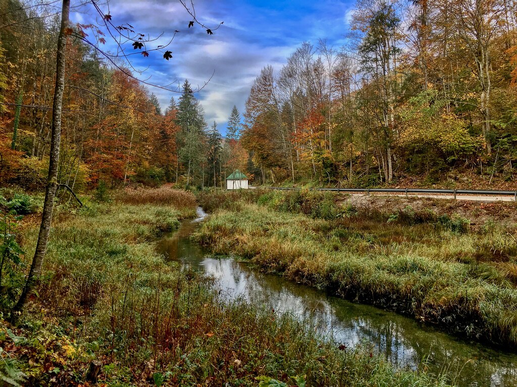 Reschmühlbach in autumn near Oberaudorf, Bavaria, Germany