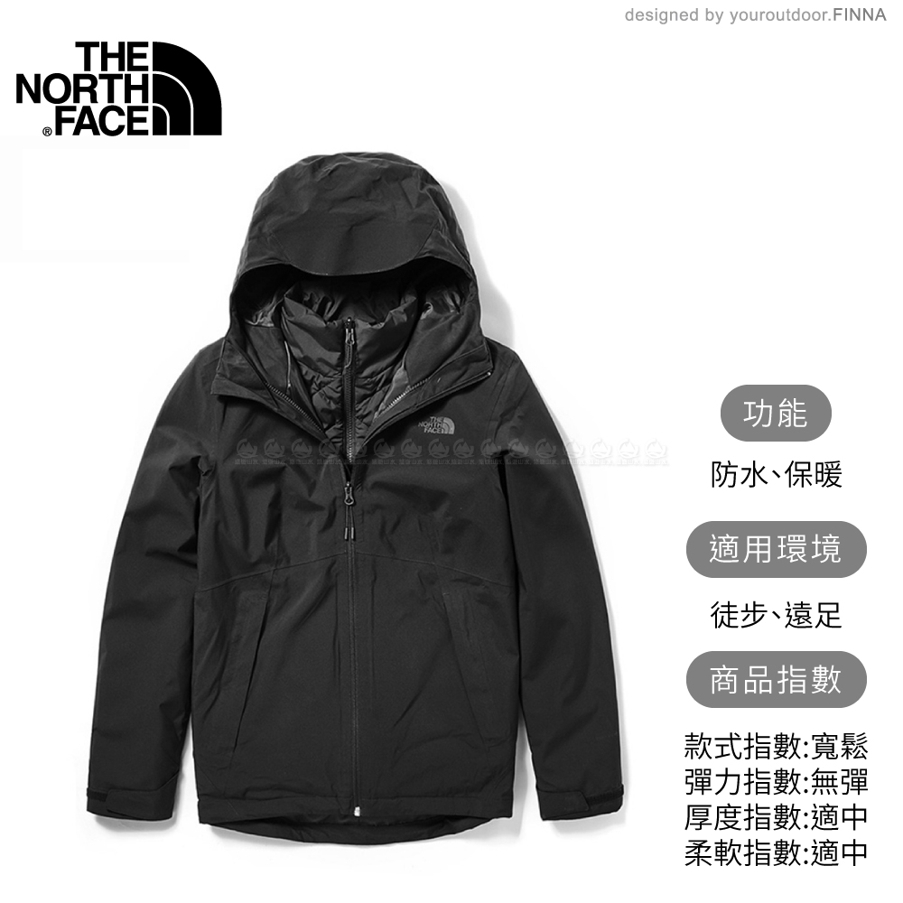 【The North Face 女 DryVent兩件式化纖防水外套《黑》】46IC/防水外套/保暖外套/防風外套