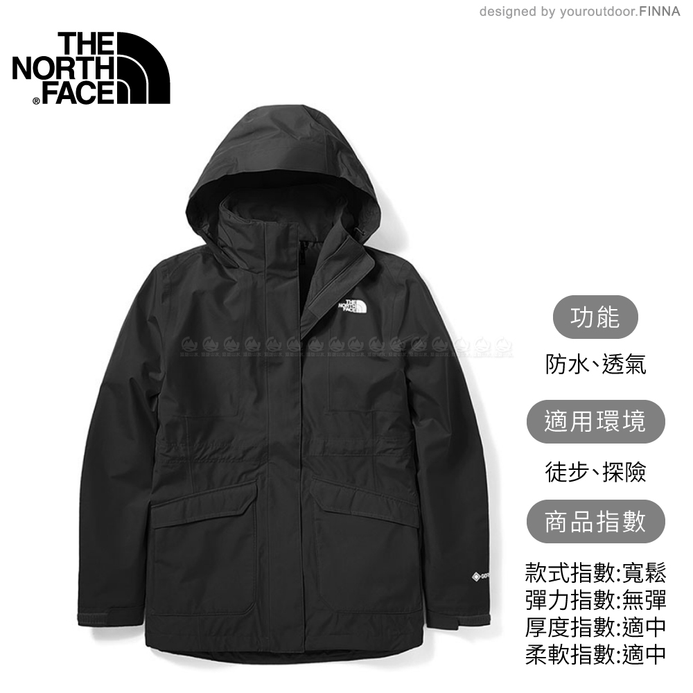 【The North Face 女 GORE-TEX單件式防水外套《黑》】3VSX/防水外套/保暖外套/防風外套