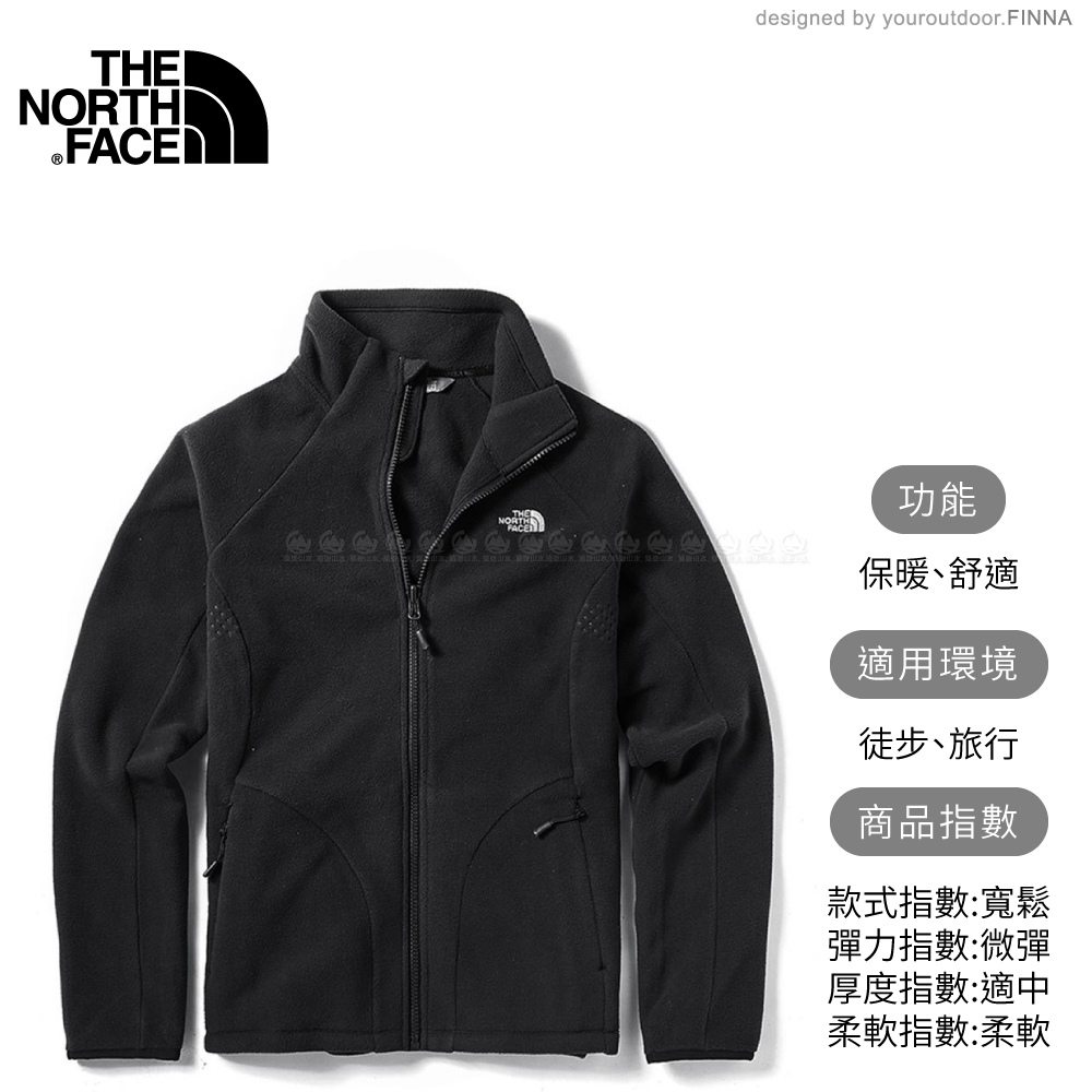 【The North Face 女 立領刷毛保暖外套《黑》】364K/休閒外套/中層衣/夾克/刷毛外套