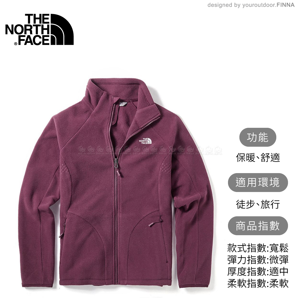 【The North Face 女 立領刷毛保暖外套《石榴紅》】364K/休閒外套/中層衣/夾克/刷毛外套