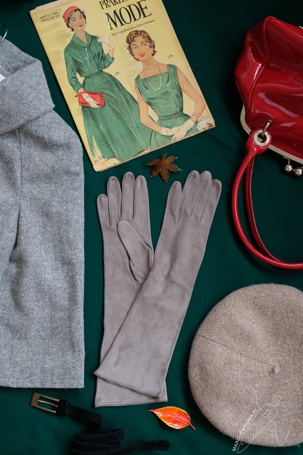 rękawiczki, T. Kowalski, Ko-Moda, skóra koźlęca, retro styl, lata '50.