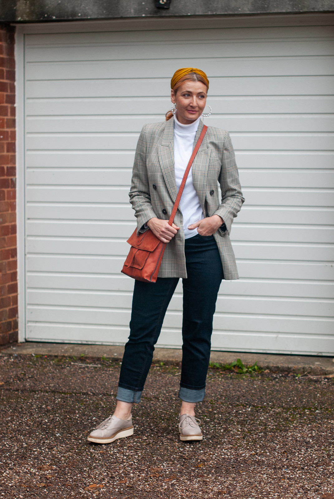 A Classic Preppy Look of Check Blazer, Roll Neck and Jeans | Not Dressed As Lamb, Over 40 Fashion and Style