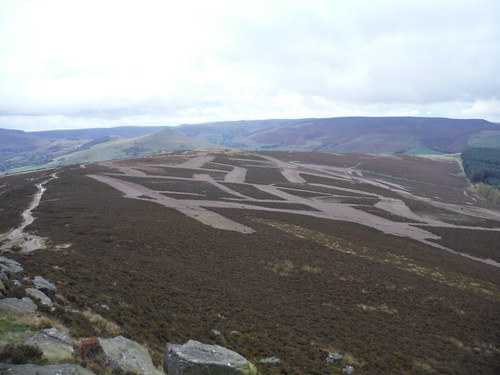 Traces of Planned Heather Burning (Win Hill towards Kinder Scout) SWC Walk 349 - Ladybower Inn Circular (via Alport Castles and Derwent Reservoirs) [Win Hill Ending]