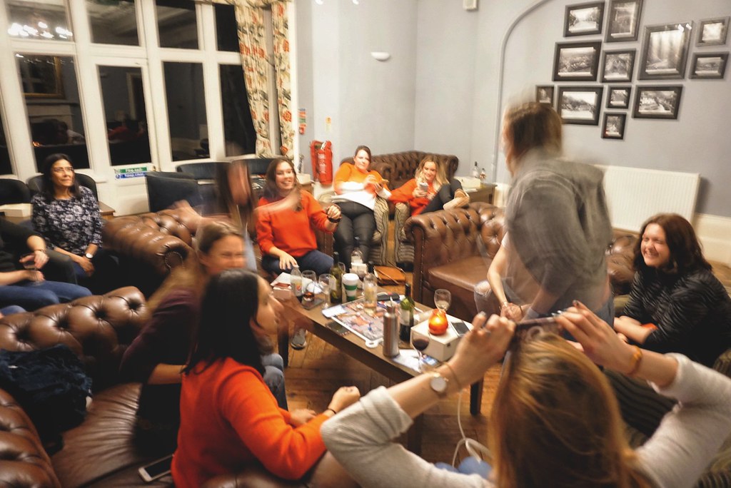 Playing board games in the common room at YHA Castleton