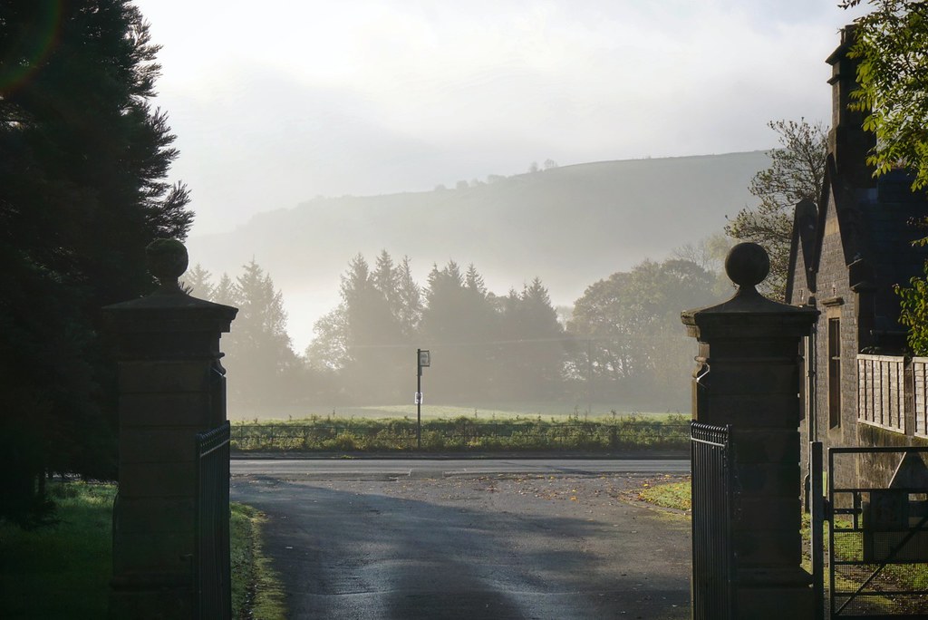 Morning fog at the entrance to YHA Castleton