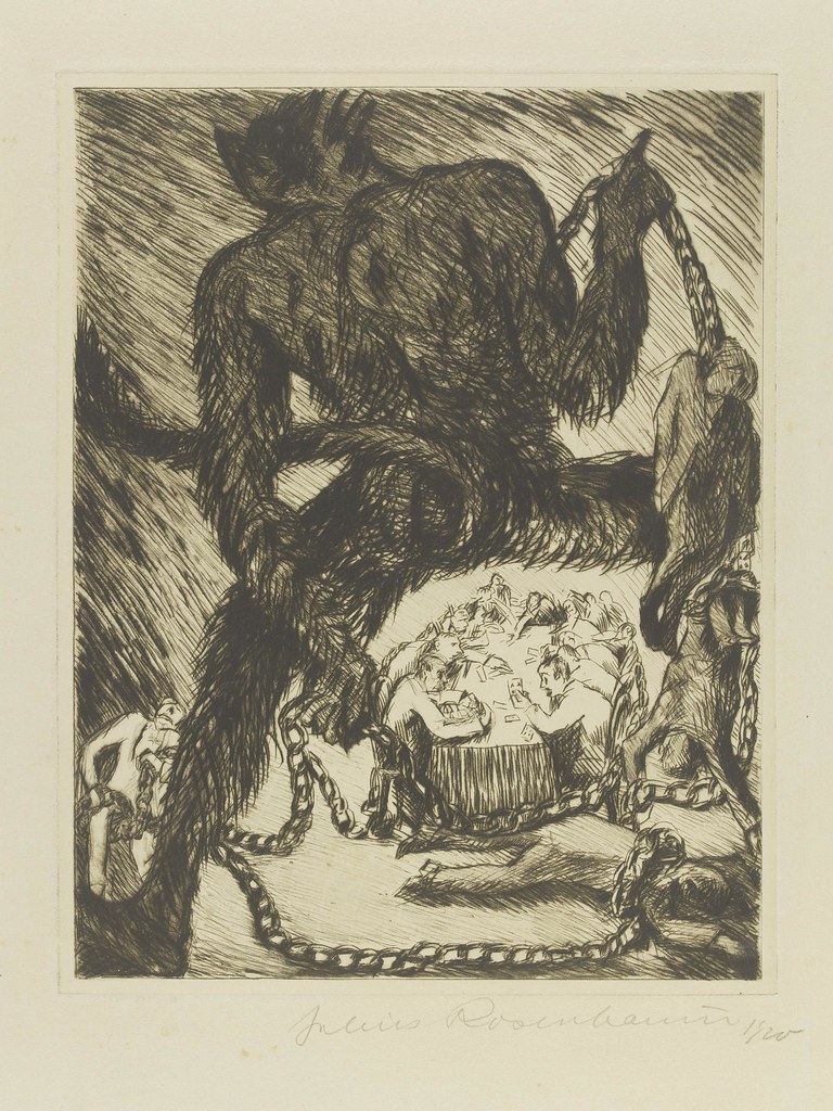 Julius Rosenbaum - Illustration from 'Judith' by C. F. Hebbel, entitled 'Gluckspiel' or 'Game of Chance'. 1922