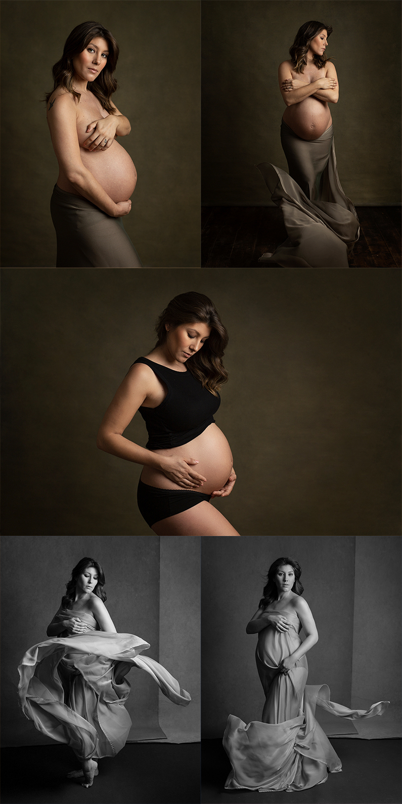 Fotos de embarazada elegantes en estudio