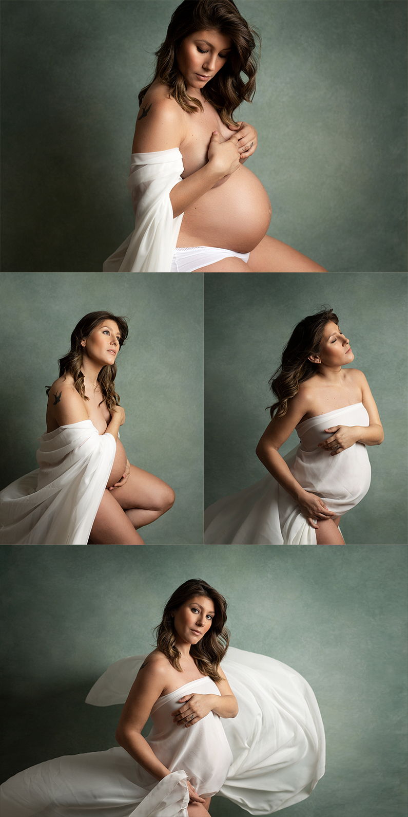 Fotos de embarazo elegantes en estudio