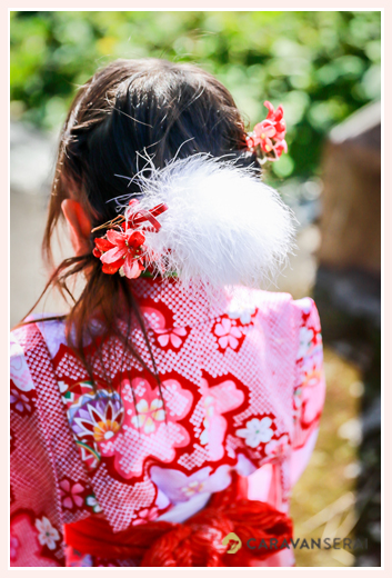 七五三　3歳の女の子　ヘアスタイル　髪飾り