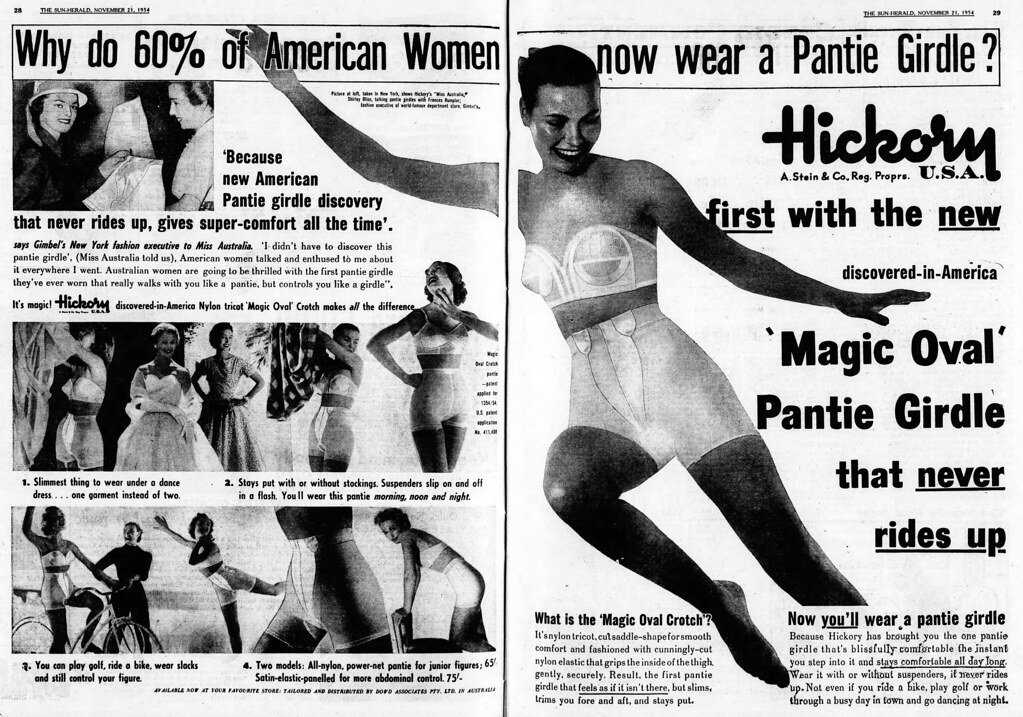 1954 advertisement for Hickory Pantie Girdle, This spectacu…