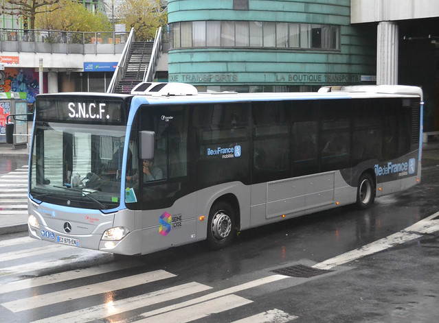 Mercedes-Benz O 530 Citaro C2 phase 3, Transdev-CSO, Network Grand Paris Seine-Oise, full Île de France Mobilités livery, substituing to the train from Cergy-Préfecture to Sartrouville & vv on 2019-11-01.