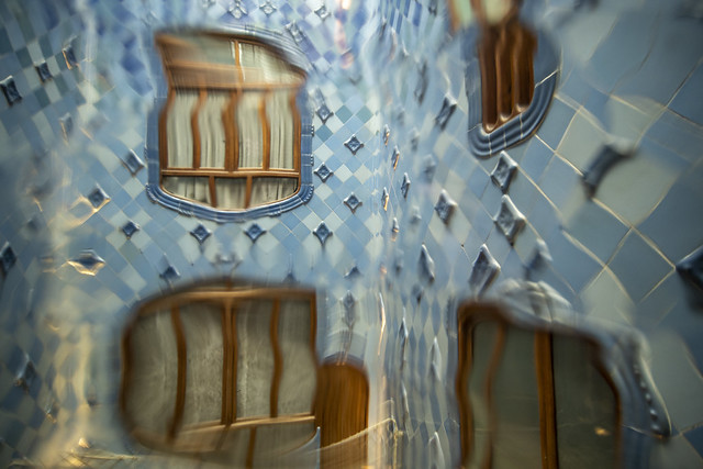 Casa Batlló Glass Distortion - Eixample, Barcelona, Catalonia, Spain
