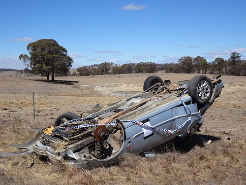car wreck ruin crash accident upsidedown brockley nsw ford