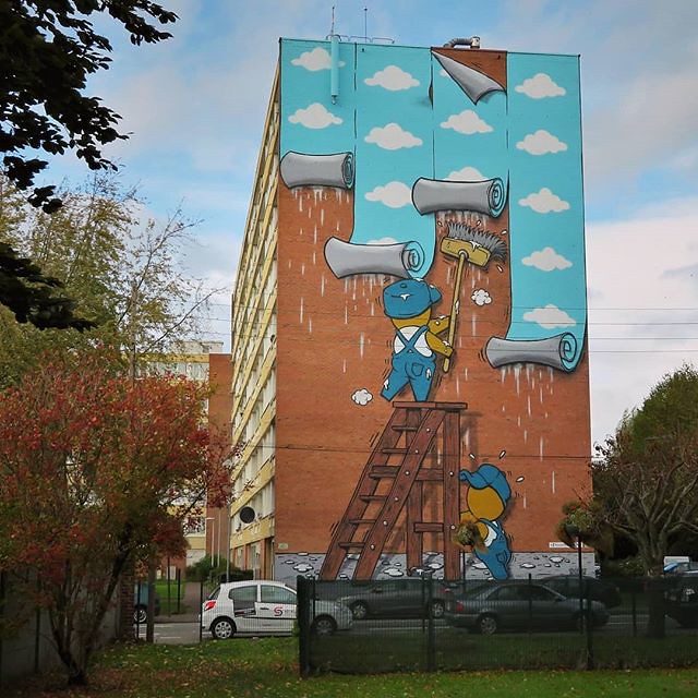 Where's that blue sky now ? #streetart by #Jace for #BIAM #Lille. . #streetartlille #lillestreetart #urbanart #graffitiart #streetartfrance #urbanart_daily #muralart #graffitiart_daily #streetarteverywhere #streetart_daily #ilovestreetart #igersstreetart