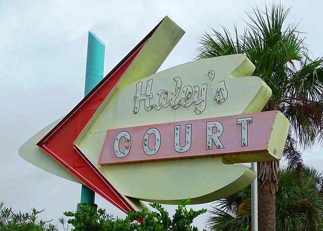 FL, Vilano Beach-Haley's Court Neon Sign