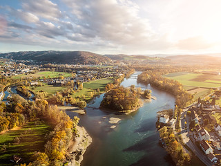 Luftaufnahme Luftbild Wasserschloss Lauffohr im Herbst Reuss Limmat - Brugg-Aargau-Schweiz-CH151107150837-©patrikwalde_com.jpg