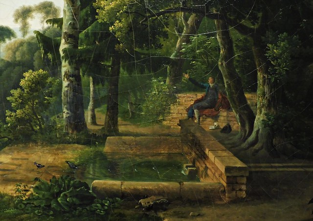 20 - Paris - Musée Marmottan Monet - Alexandre-Hyacinthe Dunouy, Jean-Jacques Rousseau dans le parc de Rochecardon, Huile sur toile - Détail
