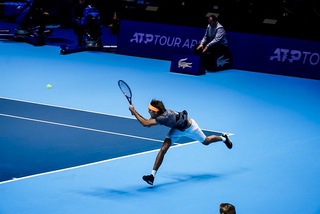 Alexander Zverev hits stunning backhand return during victory over Rafael Nadal at the O2 Arena Nitto ATP Tour Finals 2019