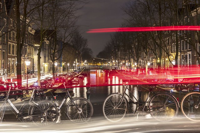 Amsterdam Canal Light Trails