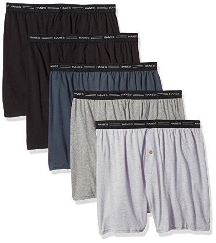 Hanes Men's 5-Pack Exposed Waistband Knit Boxers