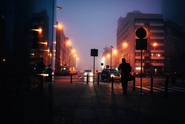 A dense grey fog hung over the city