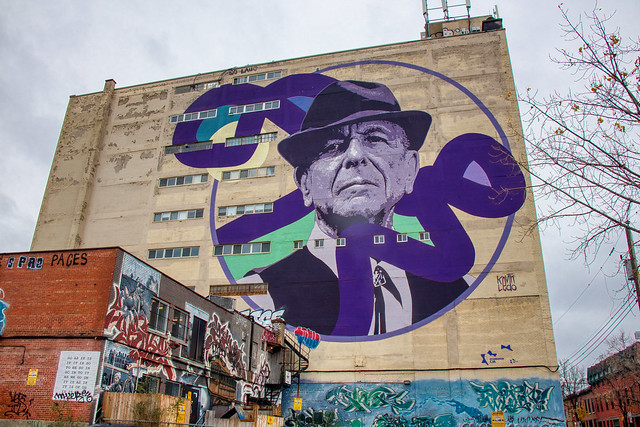 One of (at least) two murals of Leonard Cohen, Plateau Mont-Royal Montreal Quebec