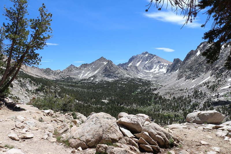 Looking east into Kearsarge Basin with University Peak right of center, from the Kearsarge Pass Trail