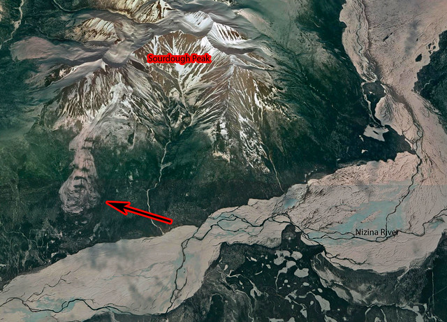 satellite view Sourdough Rock Glacier